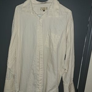 Chiarelle Men's Off-White Pinstripe Shirt Size  17 32/33